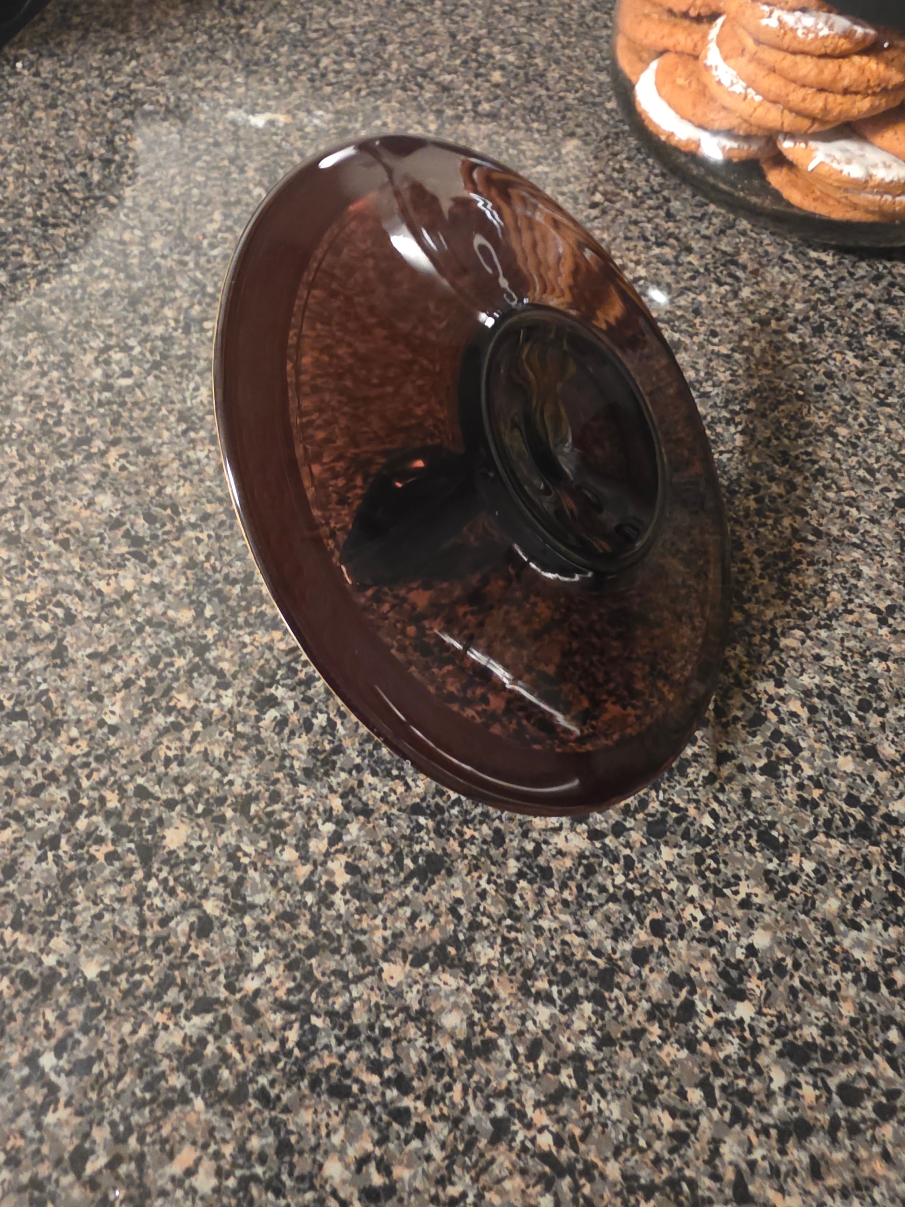 Vintage Amber Glass tray - Decorative Collectible with litle handles