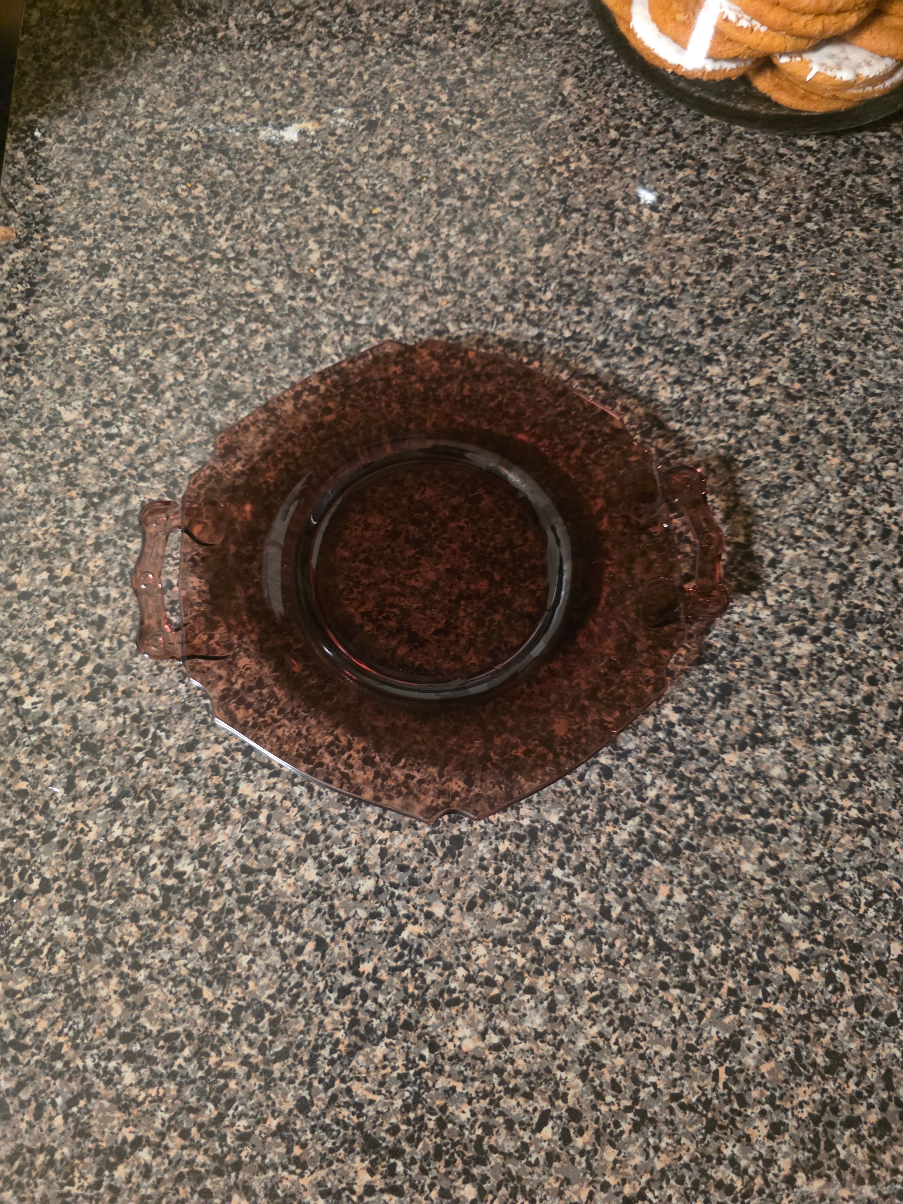 Vintage Amber Glass tray - Decorative Collectible with litle handles