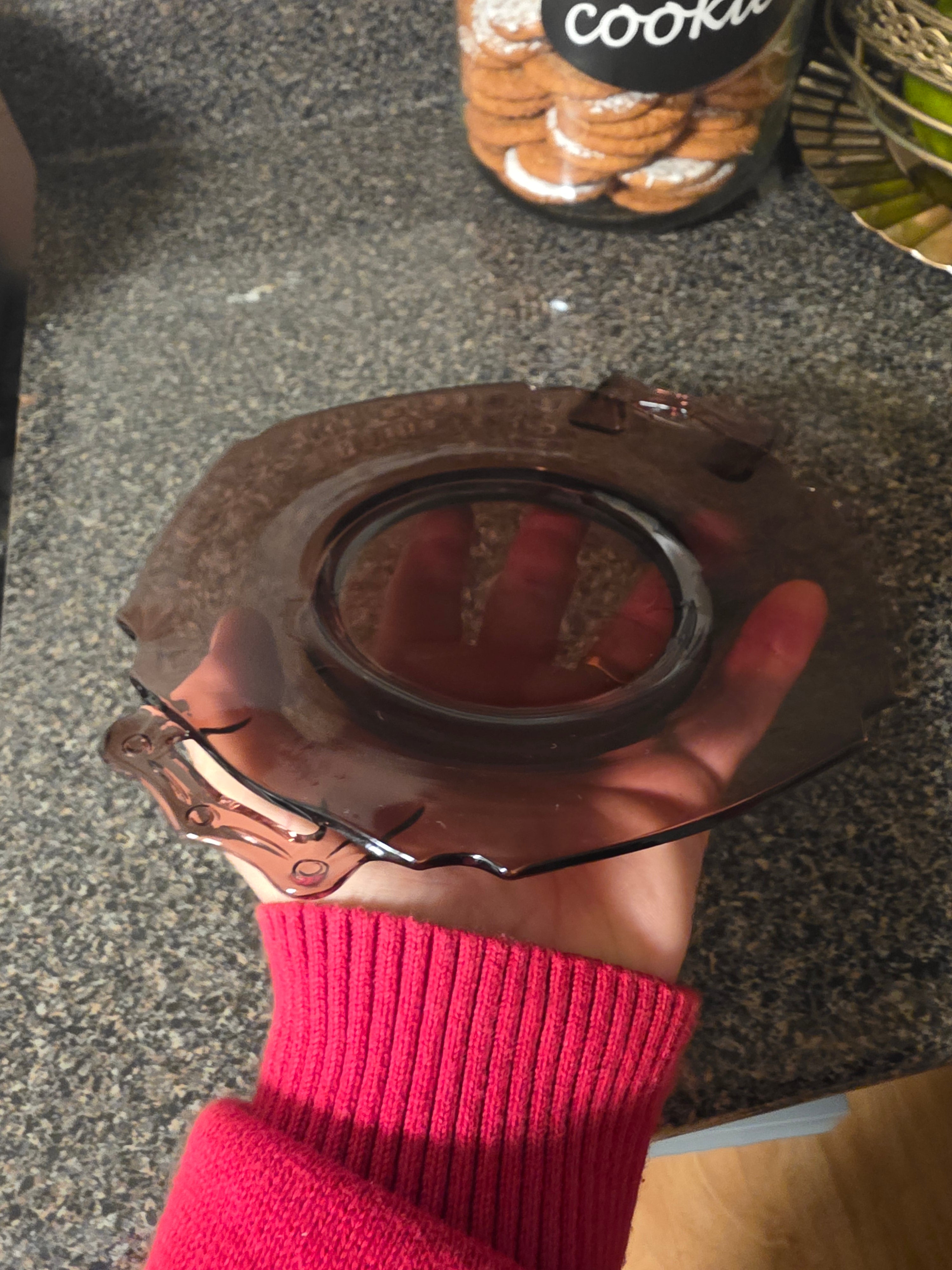 Vintage Amber Glass tray - Decorative Collectible with litle handles