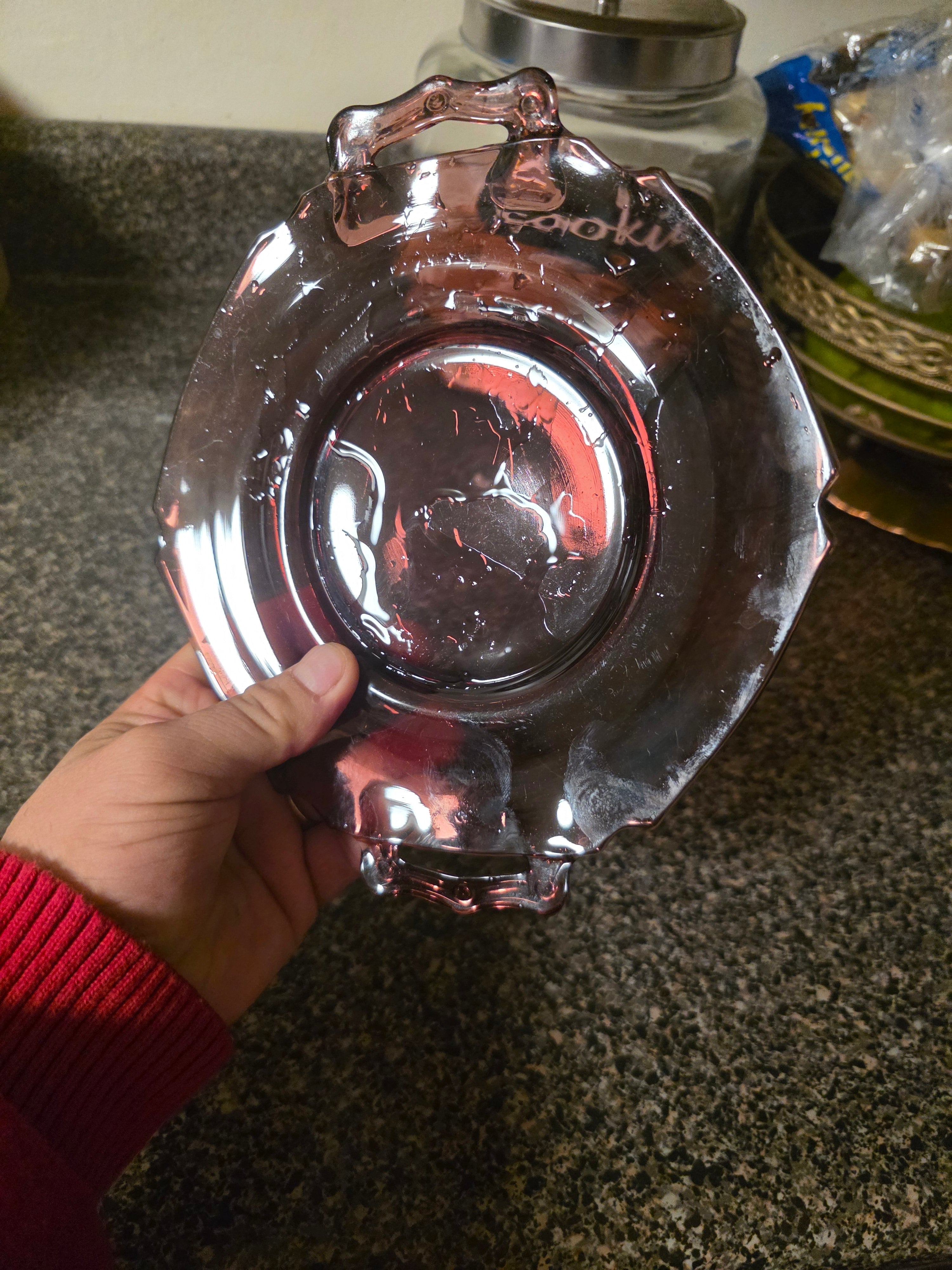 Vintage Amber Glass tray - Decorative Collectible with litle handles