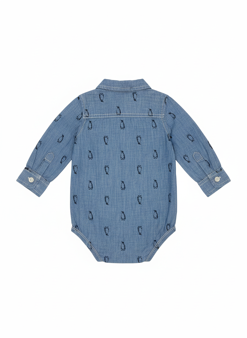 Baby B'gosh Chambray Penguin Button-Up Bodysuit - 12M