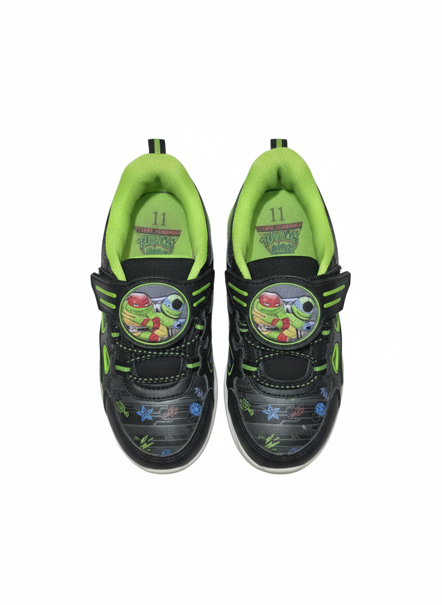 Teenage Mutant Ninja Turtles Boys Sneakers - Black Lime Green TMNT Shoes Size 11
