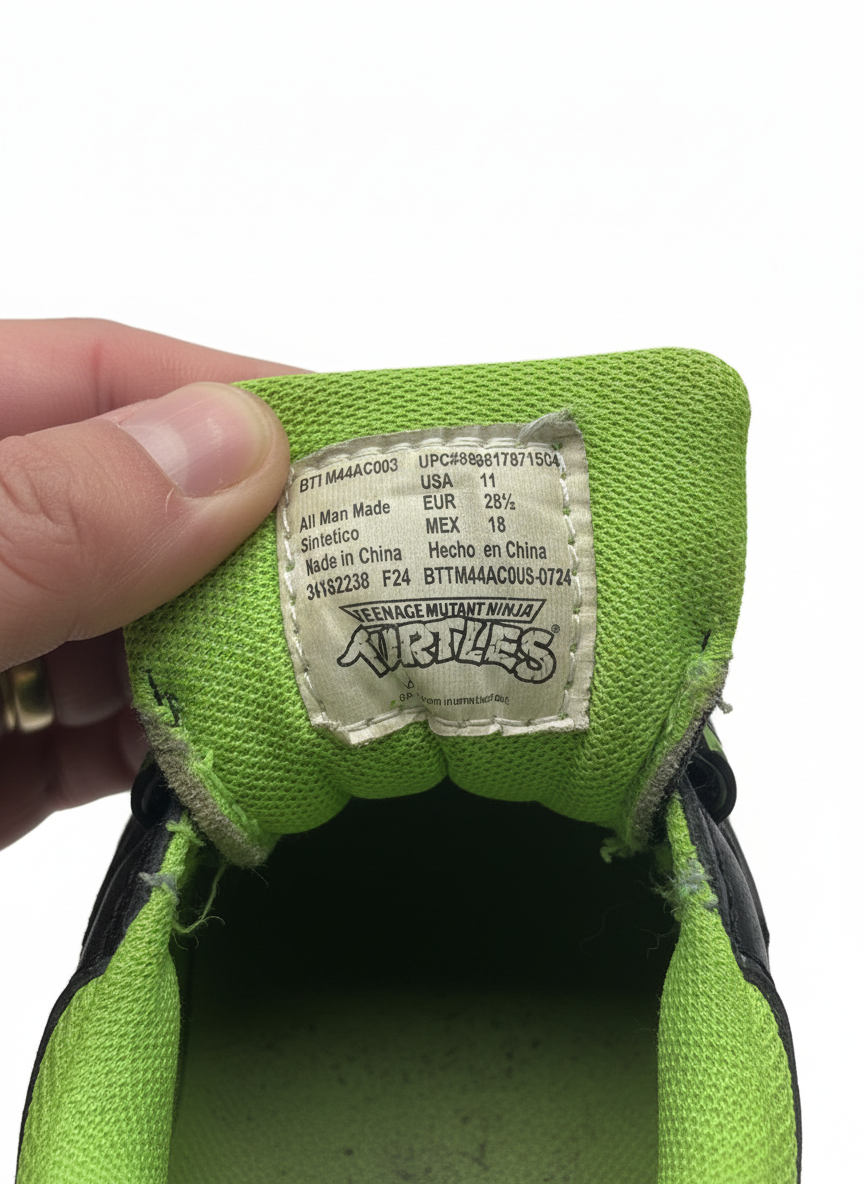 Teenage Mutant Ninja Turtles Boys Sneakers - Black Lime Green TMNT Shoes Size 11