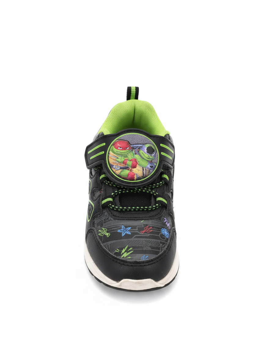 Teenage Mutant Ninja Turtles Boys Sneakers - Black Lime Green TMNT Shoes Size 11