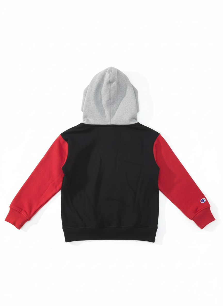 Champion Boys Colorblock Pullover Hoodie - Black Red Gray Size 6