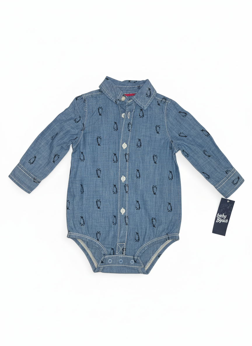 Baby B'gosh Chambray Penguin Button-Up Bodysuit - 12M