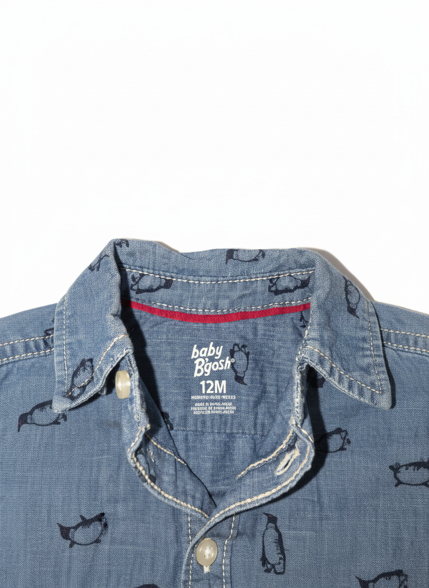 Baby B'gosh Chambray Penguin Button-Up Bodysuit - 12M